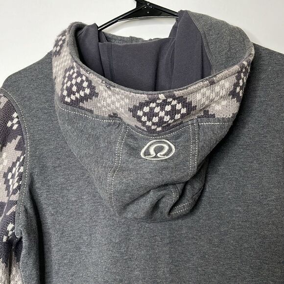 Lululemon Live Simply Jacket Gray Jacquard With Hood Size 6 - Picture 3 of 7